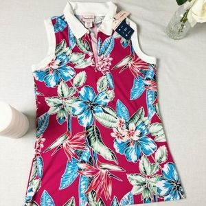 NWT Tommy Bahama Golf Tennis Beach Tank Top Red Blue Tropical Halter Womens XS